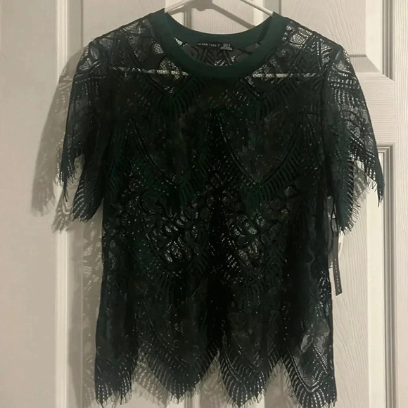 Black Tape hunter green Lace top - Size Small - Picture 2 of 7